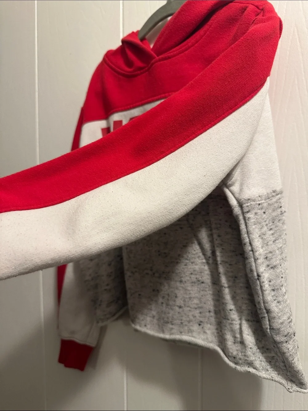 Justice Red and White Colorblock Hoodie Sweatshirt